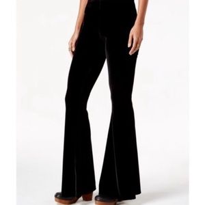 Free People Black Velvet Solid Flare High Rise Pull On Pants, Float Away, medium